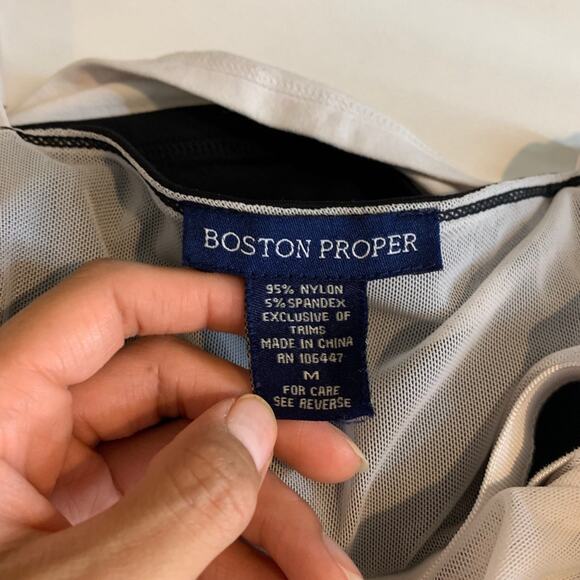 Boston Proper Tank Top Womens M Medium Black White Layered Spaghetti Shelf Bra - Picture 8 of 11